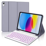 WINCHKING Clavier pour iPad 10 ème - Coque Clavier iPad 10eme Generation, Rétroéclairage 7 Couleurs, AZERTY