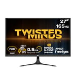 Twisted Minds Écran Gamer, Affichage Rapide 27 Pouces, Dalle IPS, résolution FHD 1920 x 1080, taux de rafraîchissement 165 Hz, Rapport d'aspect 16:9, Temps de réponse 0,5 ms - Noir (TM27FHD165IPS)