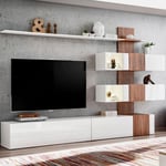 Ensemble Meuble TV Design "Quill" 250cm Blanc