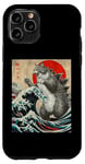 Coque pour iPhone 11 Pro Catzilla Cat Art japonais Cadeau amusant pour homme, femme, enfant