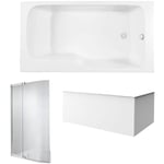 Baignoire bain douche Jacob Delafon Malice antidérapante + tablier angle + pare bain 170 x 90, droite