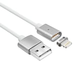 CASEINK - Câble USB 2.0 à 8 Pins iOS8/9 3A 1m [MagSafe Magnet 3A Resistant] iPhone 6S/6 Plus/5/S/C - Argent