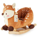 BIECO Peluche Animal à Bascule Cerf Lina | Cheval a Bascule Bebe 1 an | Cheval à Bascule Animal a Bascule Bebe Animaux a Bascule Enfant Cheval Bascule Bois Grand Cheval à Bascule Monter