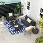 Outdoor Rug Carpet Mat Geometric Reversible RV Camping Picnic Garden Carry Bag