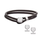 Emporio Armani Ensemble bracelet et boutons de manchette en cuir pour homme EGS3151SET, taille unique, Cuir, Pas de gemme