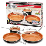 Gotham Steel 5 Piece Kitchen Essentials Cookware Set with Ultra Nonstick Copper Surface Dishwasher Safe, Cool Touch Handles- Includes Fry Pans, Graphite