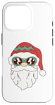 Coque pour iPhone 16 Pro Lunettes de soleil visage de Père Noël barbe et chapeau de Noël drôle