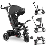 LIONELO Haari Tricycle bébé évolutif jusqu'à 25 kg, vélo de Marche vélo pour Les Enfants Plus âgés, siège réversible, Grand Panier Sac, Porte-gobelet, Roue Libre