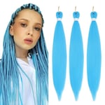 Braiding Hair Pre Stretched - 26 Inch Pre Stretched Braiding Hair Blue Braiding Hair Soft Yaki Texture 3 Packs Crochet Hair Extensions Braids for Black Women (26 Inch(3Packs), Blue-2)