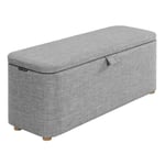 Banquette & Coffre en Tissu "Brady" 111cm Gris Clair