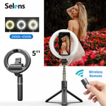 Selens 16cm Ring Light Bluetooth Selfie Stick w/ Tripod Stand for Video Live YTB