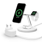 Belkin BoostCharge PRO 3-in-1 Wireless Charger with MagSafe for iPhone 15, iPhone 14, 13 and 12 + Apple Watch + AirPods (Magnetically Charges Models up to 15W)