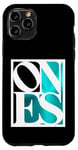 Coque pour iPhone 11 Pro Graphique Turquoise One Of Them Ones Distress, couleur turquoise