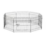 Pawhut - Parc enclos pour chiens chiots animaux domestiques diamètre 158 cm 8 panneaux 71L x 61H cm noir