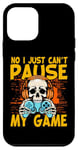 Coque pour iPhone 12 mini Non I just can't pause my Game Funny Gamer Squelette Humour