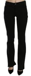 GALLIANO Jeans Black Mid Waist Cotton Bow Denim Slim Pants s. W26