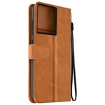 Fodral till Motorola Edge 50 Pro Handledsrem Flip Wallet Stand Ljusbrun kastanj