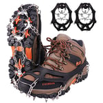 WIN.MAX Crampon Antidérapent Crampons Neige et Glace Crampon pour Chaussure 19 Dents Crampons avec Acier sans Soudure Protection pour la Neige la Glace Les Randonnées la Chasse (Noir, M)