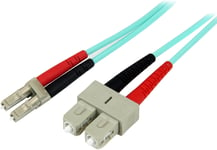 Startech.Com Câble Fibre Optique Multimode 2M Lc/Upc À Sc/Upc Om3, Fibre Zipcord Full Duplex 50/125µm, Réseaux 100G Lommf/Vcsel, 0.3Db Faible Perte D'Insertion, Cordon Patch Fibre Lszh, A50F[Q2615]