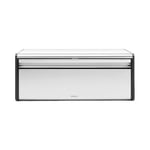 Brabantia Fall Front Bread Bin – Large Countertop Storage Box for Bread, Bagels, Rolls – Space-Saving Design with Flat Top – Matt Steel