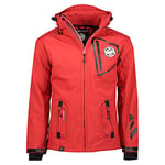 Geographical Norway TACEBOOK - Veste Softshell Homme Impermeable - Manteau à Capuche Outdoor - Coupe Vent Tactique Resistant Hiver - Blouson Activites en Exterieur (S, ROUGE)