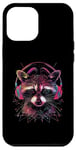 Coque pour iPhone 15 Pro Max Casque d'écoute musical raton laveur coloré - animal raton