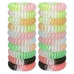 JessLab Spiral Hair Ties, 20 Pcs Traceless Phone Cord Hair Ties No Crease Spiral Bracelet Plastic Coil Ponytail Holders No-Damage Headband Hair Accessory for Girls Women Ladies Gift, Mix Color 3