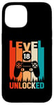 Coque pour iPhone 15 Level 18 Jeu vidéo débloqué pour 18e anniversaire Garçon