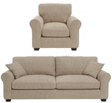 Habitat Argos Home Lisbon Fabric Chair & 4 Seater Sofa - Stone