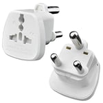 AMOS Universal UK USA EU Europe AU Asia to 3 Pin South Africa Swaziland Universelle Worldwide Tourist Visitor Visiter Travel Adaptor Adapter Convertor Converter Type M Mains Plug (White) (2)