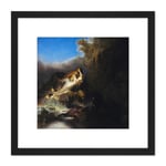 Rembrandt The Rape Of Proserpine 8X8 Inch Square Wooden Framed Wall Art Print Picture with Mount