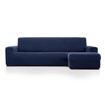 MAXIFUNDAS FUNDAS DE SOFA & CHAISE LONGUE. Housse de canapé d'angle Super élastique avec accoudoir Droit Court (regardant de Face), Bleu Marine