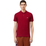 Lacoste Mens Slim Fit Short Sleeve Polo Shirt In Bordeaux - Red material_cotton - Size Medium