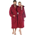 CelinaTex Montana Peignoir De Bain Capuche De Couleur Unie Longue Poches Appliquées Surpiqúre Femme Homme Unisexe Pur Coton S bordeaux