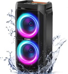 220W Peak(100W)Bluetooth Puissante Party,Haut Parleur San Fil Basses Percutantes/Massif 115Db,Enceinte Portable Lumineuse Étanche Ipx6 Avec Chargeur,Speaker Karaoké Avec Entrée Micro,Usb,Tf