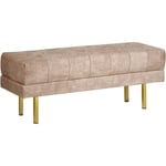 Banc en Velours Banquette de Lit Rembourré Glam Pouf Pieds en Métal Doré Taupe Roseville