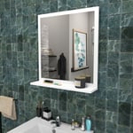 Miroir blanc de salle de bain avec tablette intégrée 60x65 cm FARO blanc Taille unique