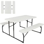 Ensemble de Table de Pique-Nique Pliante-Table de Camping Intérieure et Extérieure pour 4 Personnes-pour Patio/Jardin Blanc - Goplus