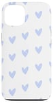 Coque pour iPhone 13 Cœurs bleu clair sur fond blanc