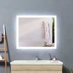 Acezanble miroir 100 x 60 cm miroir de salle de bain anti-buée, miroir mural cosmétique lumineux avec interrupteur tactile, miroir LED avec éclairage