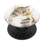 Cat Pop mount Socket Watercolor Colorful Print kitty design PopSockets Swappable PopGrip