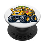 Funny Monster Truck School Bus Back To School Kids Boys PopSockets PopGrip Interchangeable