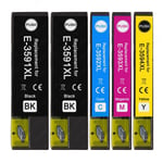 5 Ink Cartridges XL (Set+Bk) to replace Epson T3596 + T3591 (35XL) Compatible