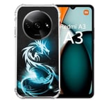 Cokitec Coque Renforcée pour Xiaomi Redmi A3 Fantastique Dragon Bleu