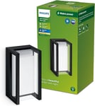 Philips Lighting Kyrie Outdoor Wall Light, 12W, 2700K Warm White Light, Black, IP44 Weatherproof