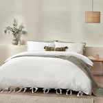 Yard Mallow Bow Tie 100% Cotton Duvet Cover Set, Warm White