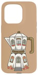 Coque pour iPhone 15 Pro Cafetière dans une cafetière à expresso, illustration mignonne