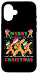 Coque pour iPhone 16 Joyeux Noël Dabbing Gingerbread Men with Xmas Hats