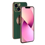 Rdyi6ba8 Coque pour iPhone 13 Mini Coque, étui de Silicone Souple avec 360° Placage Anneau Support, Antichoc TPU Housse pour iPhone 13 Mini - Vert Foncé