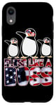 iPhone XR Floss Like A Boss American Flag Funny Penguin 4th of July Case